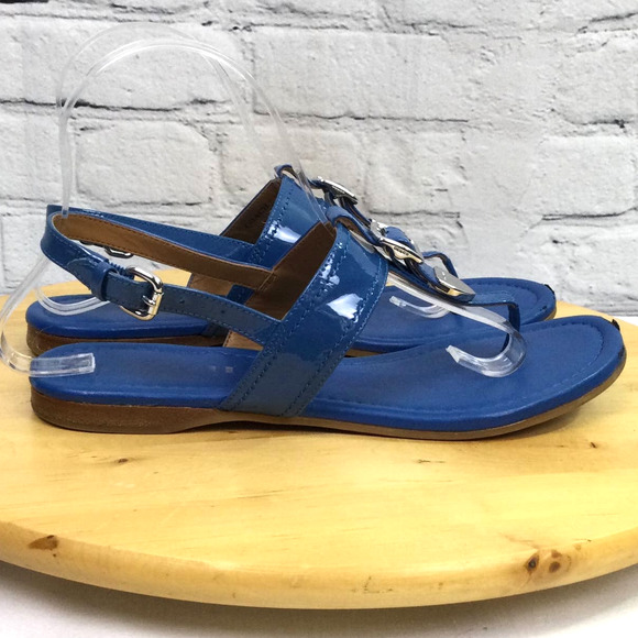 Coach Cassidy Women's Patent Leather T-Strap Buckle Open Toe Blue Sandal 7B - Picture 2 of 12